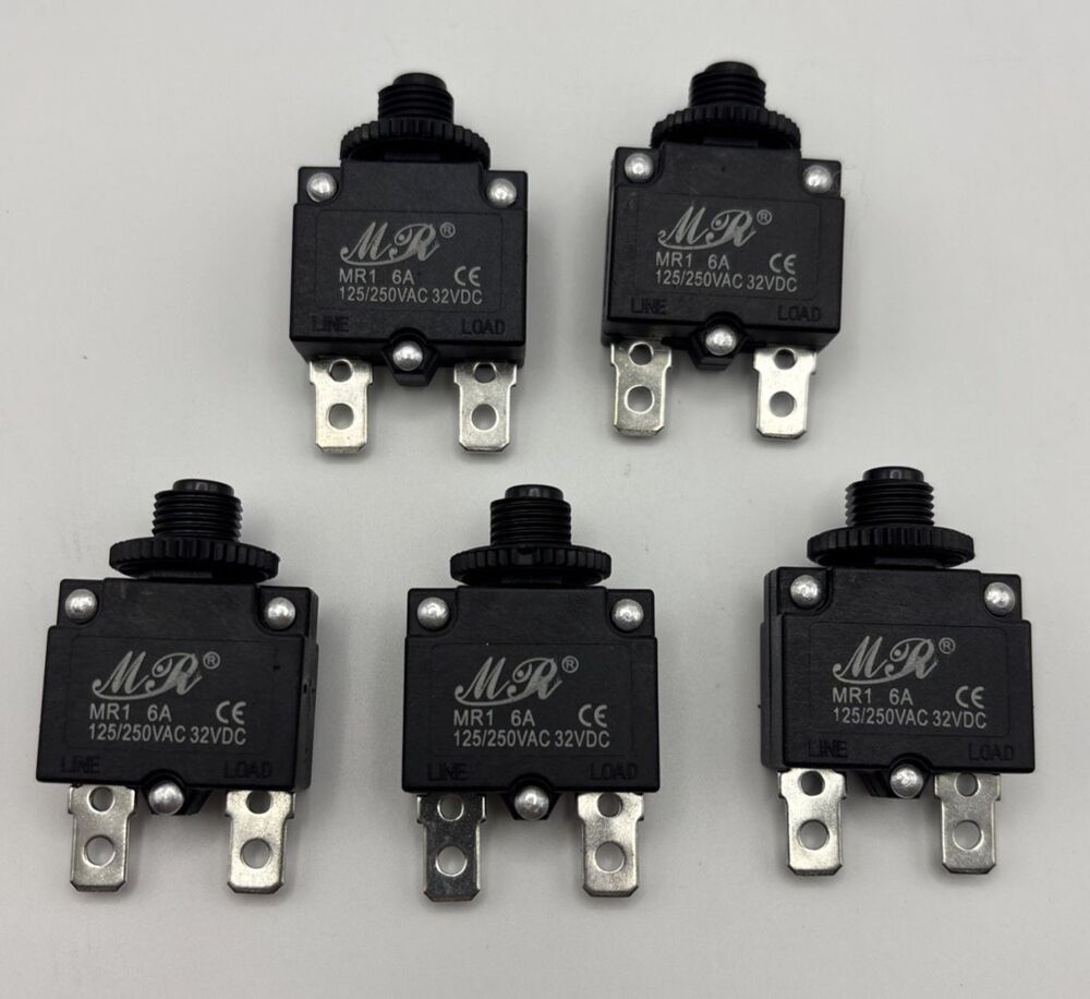 5pcs Overload Protector AC 125/250V 6A Push Button Reset Circuit Breaker